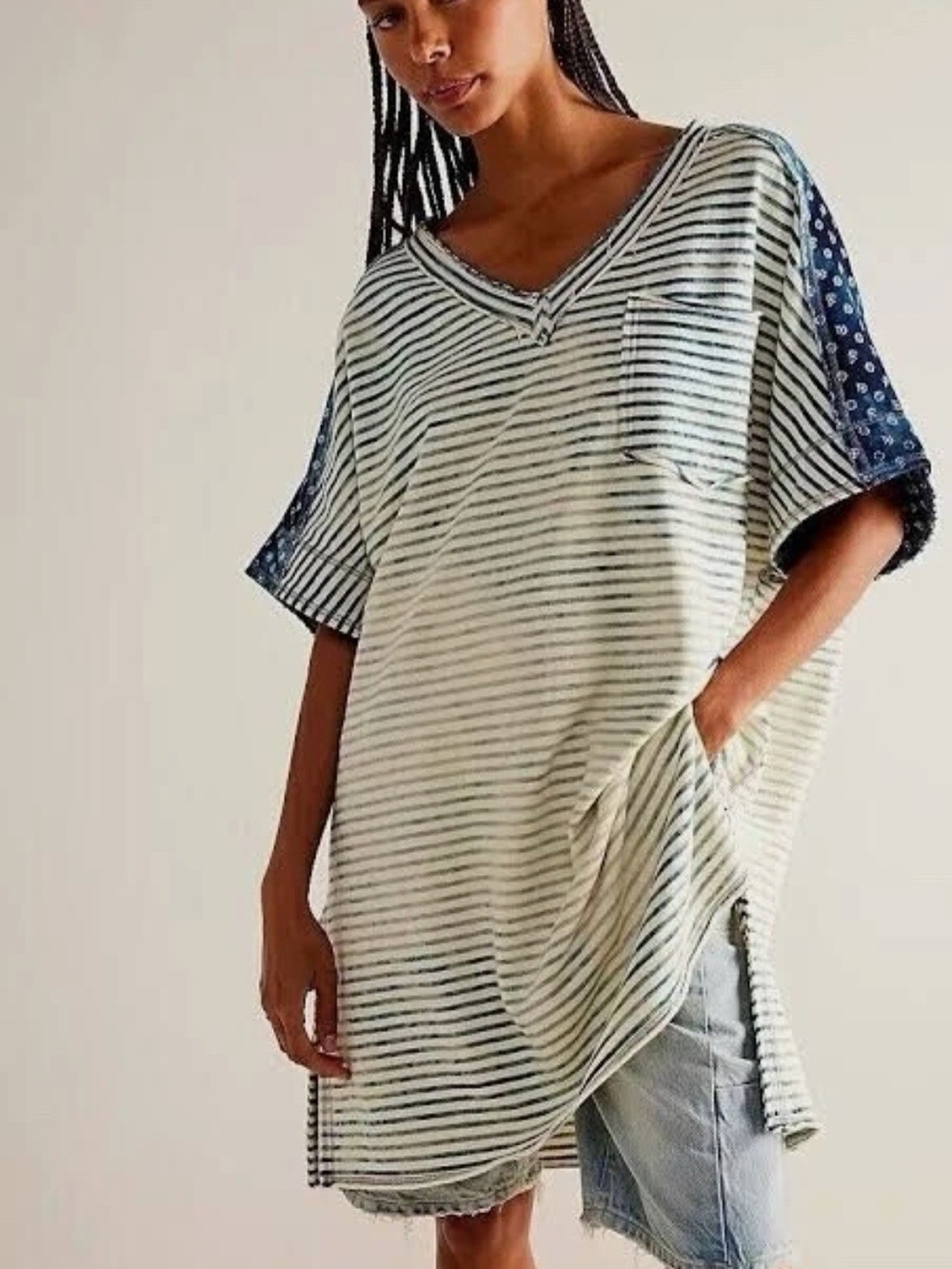 Free People True Blue TEE SZ L NWT